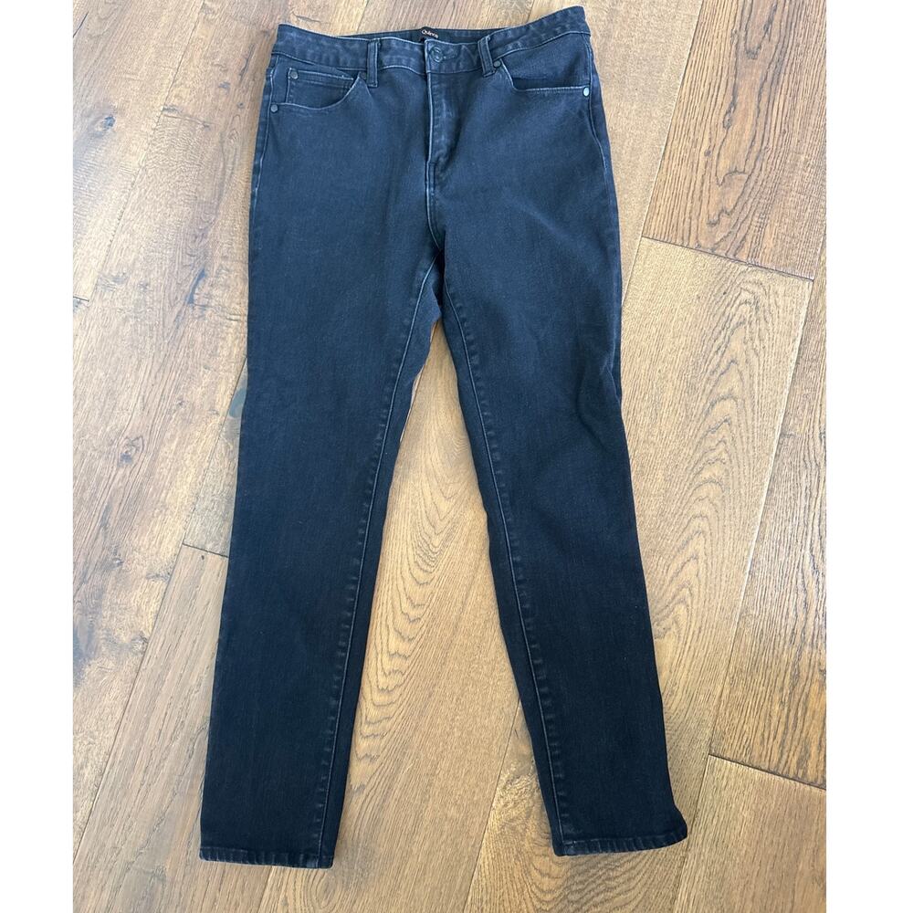 Quince Black High Rise Slim Straight Leg Denim Stretch Jeans Womens Size 30